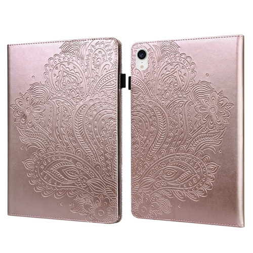 iPad mini 6 Peacock Embossed Pattern TPU + PU Leather Tablet Case - Rose Gold