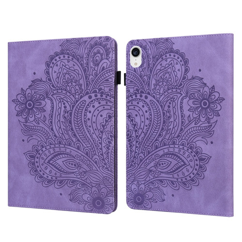 iPad mini 6 Peacock Embossed Pattern TPU + PU Leather Tablet Case - Purple