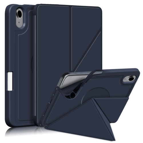iPad mini 6 Multi-folding Horizontal Flip PU Leather Shockproof Tablet Case with Holder & Sleep / Wake-up Function & Pen Slot - Dark Blue