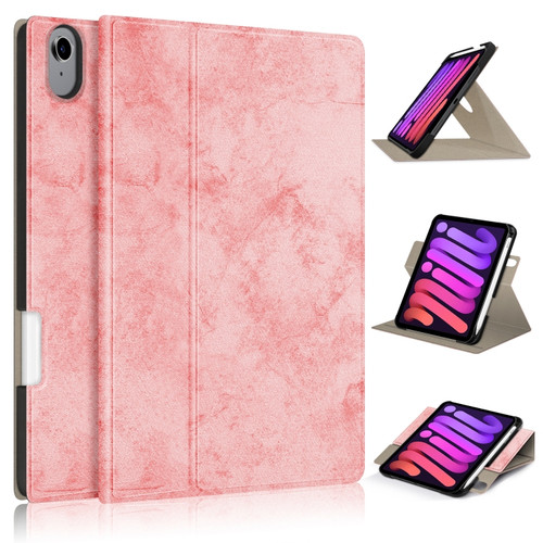 iPad mini 6 Solid Color Voltage Horizontal Flip PU Leather Tablet Case with Rotating Holder & Pen Slot & Sleep / Wake-up Function - Pink