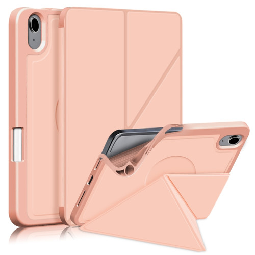 iPad mini 6 Multi-folding Horizontal Flip PU Leather Shockproof Tablet Case with Holder & Sleep / Wake-up Function & Pen Slot - Rose Gold