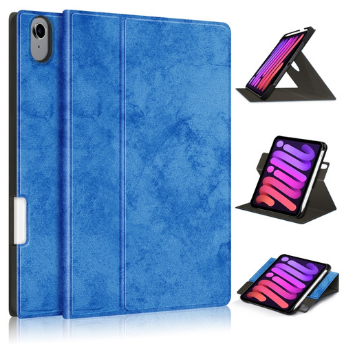 iPad mini 6 Solid Color Voltage Horizontal Flip PU Leather Tablet Case with Rotating Holder & Pen Slot & Sleep / Wake-up Function - Dark Blue