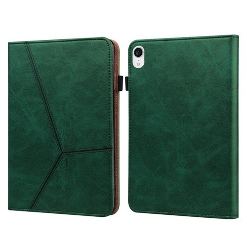 iPad mini 6 Solid Color Embossed Striped Leather Case - Green