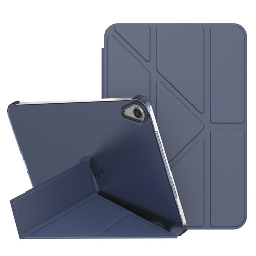 iPad mini 6 Double-sided Matte Translucent PC Deformation Tablet Leather Case with Holder & Sleep / Wake-up Function - Dark Blue