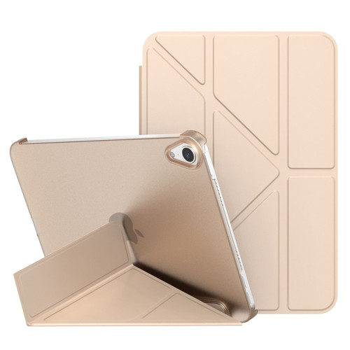 iPad mini 6 Double-sided Matte Translucent PC Deformation Tablet Leather Case with Holder & Sleep / Wake-up Function - Gold