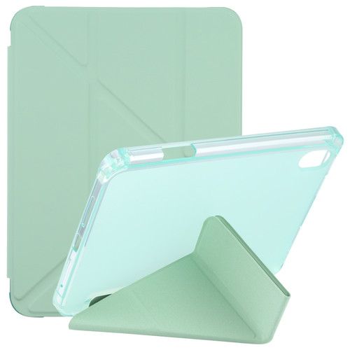 iPad mini 6 TPU Transparent Horizontal Deformation Flip Leather Tablet Case with Holder & Pen Slot - Green