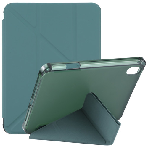 iPad mini 6 TPU Transparent Horizontal Deformation Flip Leather Tablet Case with Holder & Pen Slot - Dark Green