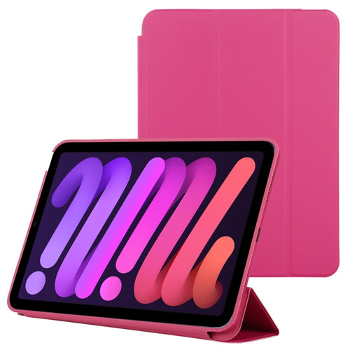 iPad mini 6 3-fold Horizontal Flip Smart Leather Tablet Case with Sleep / Wake-up Function & Holder - Rose Red