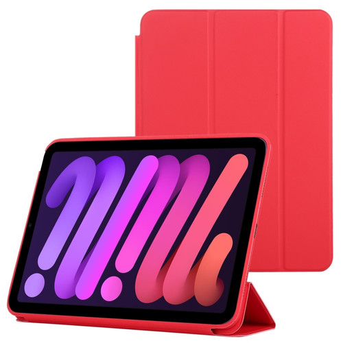 iPad mini 6 3-fold Horizontal Flip Smart Leather Tablet Case with Sleep / Wake-up Function & Holder - Red