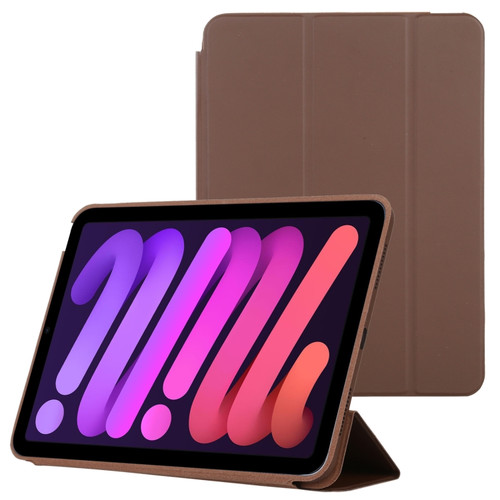 iPad mini 6 3-fold Horizontal Flip Smart Leather Tablet Case with Sleep / Wake-up Function & Holder - Brown