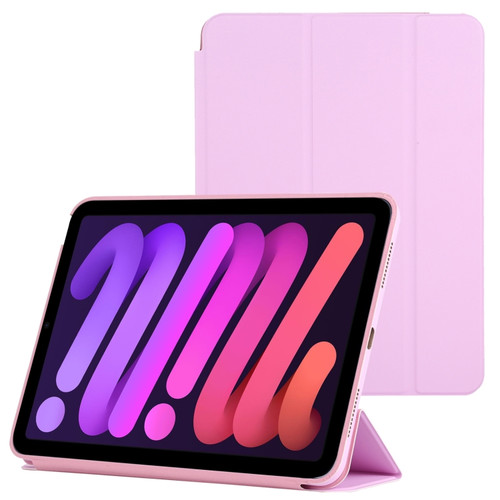 iPad mini 6 3-fold Horizontal Flip Smart Leather Tablet Case with Sleep / Wake-up Function & Holder - Pink