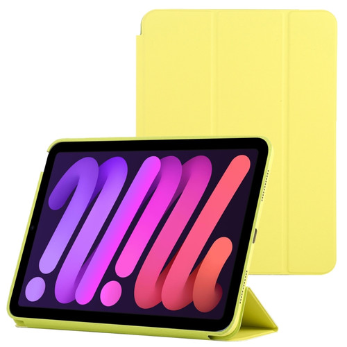 iPad mini 6 3-fold Horizontal Flip Smart Leather Tablet Case with Sleep / Wake-up Function & Holder - Yellow