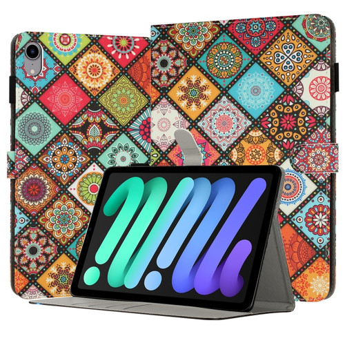 iPad mini 6 Painted Leather Smart Tablet Case - Ethnic Style