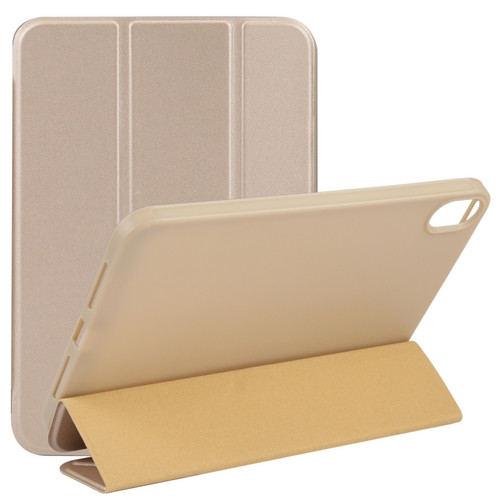 iPad mini 6 3-folding TPU Horizontal Flip Leather Tablet Case with Holder - Gold