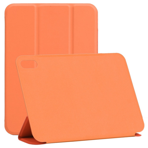 iPad mini 6 Horizontal Flip Ultra-thin Double-sided Clip Non-buckle Magnetic PU Tablet Case With Three-folding Holder & Sleep / Wake-up Function - Orange