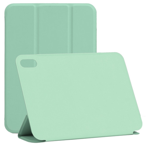 iPad mini 6 Horizontal Flip Ultra-thin Double-sided Clip Non-buckle Magnetic PU Tablet Case With Three-folding Holder & Sleep / Wake-up Function - Mint Green