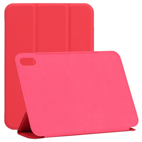iPad mini 6 Horizontal Flip Ultra-thin Double-sided Clip Non-buckle Magnetic PU Tablet Case With Three-folding Holder & Sleep / Wake-up Function - Red
