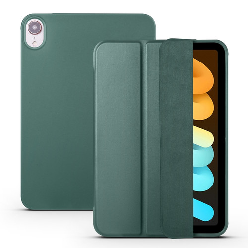 iPad mini 6 3-folding Horizontal Flip Honeycomb TPU Shockproof + PU Leather Tablet Case with Holder - Pine Green