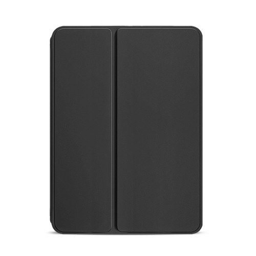 iPad mini 6 Pure Color Dual-Folding Horizontal Flip Leather Tablet Case with Holder & Sleep / Wake-up Function - Black