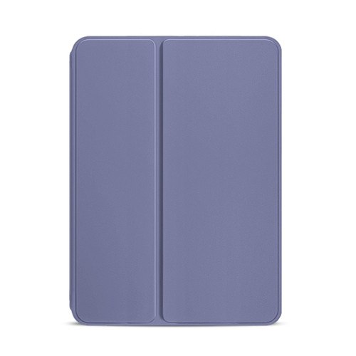 iPad mini 6 Pure Color Dual-Folding Horizontal Flip Leather Tablet Case with Holder & Sleep / Wake-up Function - Purple