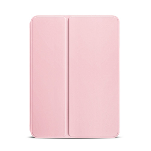 iPad mini 6 Pure Color Dual-Folding Horizontal Flip Leather Tablet Case with Holder & Sleep / Wake-up Function - Pink