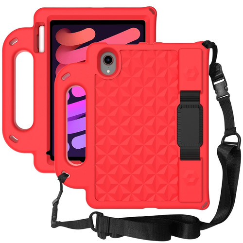 iPad mini 6 Diamond Series EVA Anti-Fall Shockproof Sleeve Protective Shell Tablet Case with Holder & Strap - Red