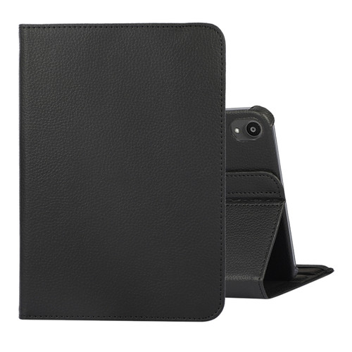 iPad mini 6 360 Degree Rotation Litchi Texture Flip Leather Tablet Case with Holder - Black