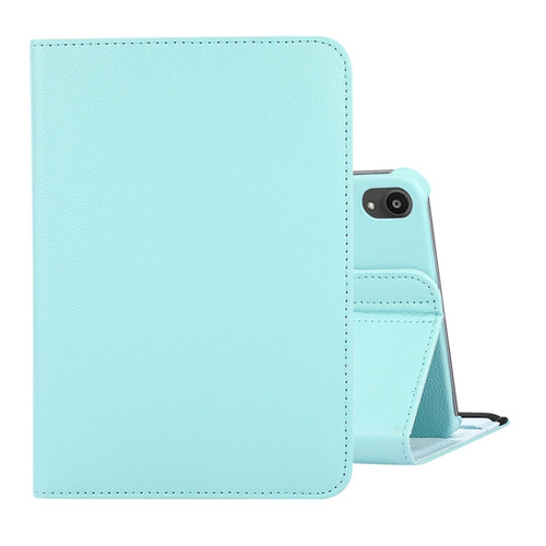 iPad mini 6 360 Degree Rotation Litchi Texture Flip Leather Tablet Case with Holder - Sky Blue