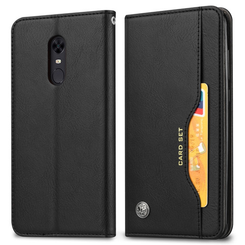 Knead Skin Texture Horizontal Flip Leather Case OnePlus 6T, with Photo Frame & Holder & Card Slots & Wallet - Black