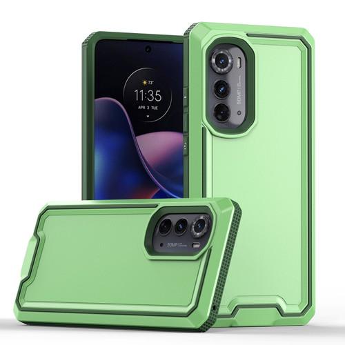 Motorola Edge 2022 Armour Two-color TPU + PC Phone Case - Green+Grey