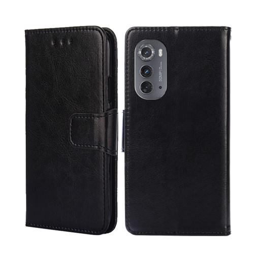 Motorola Edge 2022 Crystal Texture Leather Phone Case - Black
