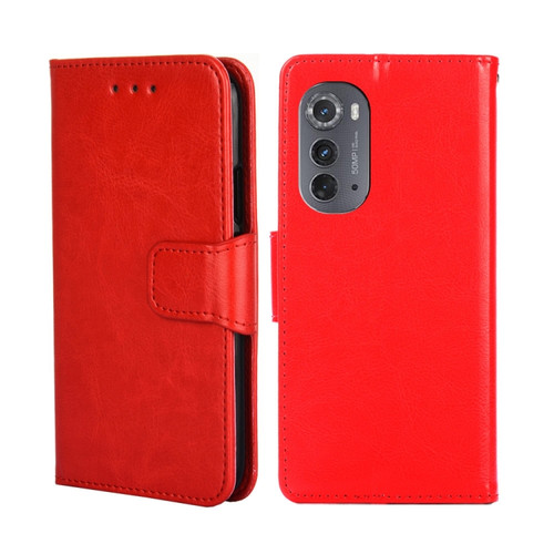 Motorola Edge 2022 Crystal Texture Leather Phone Case - Red