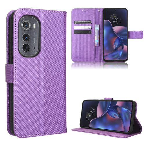 Motorola Edge 2022 Diamond Texture Leather Phone Case - Purple