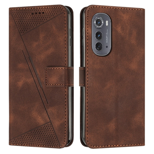 Motorola Edge 2022 Dream Triangle Leather Phone Case with Lanyard - Brown