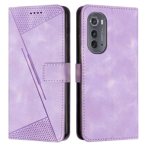 Motorola Edge 2022 Dream Triangle Leather Phone Case with Lanyard - Purple