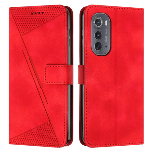 Motorola Edge 2022 Dream Triangle Leather Phone Case with Lanyard - Red