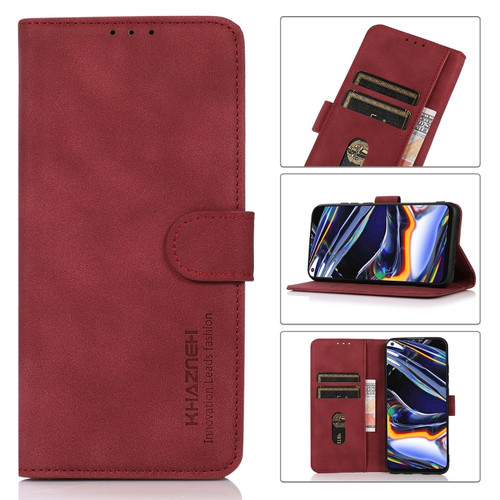 Motorola Edge 2022 KHAZNEH Matte Texture Leather Phone Case - Red