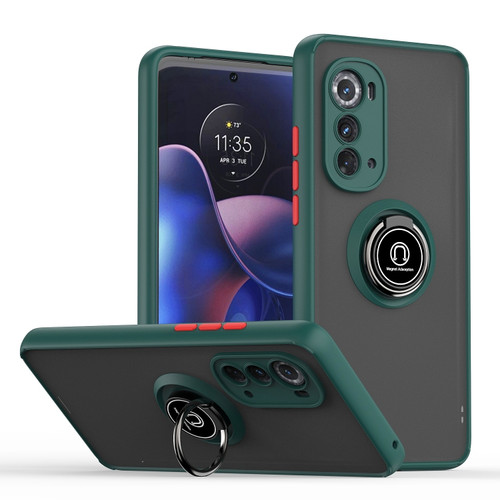 Motorola Edge 2022 Q Shadow 1 Series TPU + PC Phone Case with Ring Holder - Dark Green