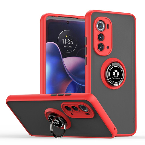 Motorola Edge 2022 Q Shadow 1 Series TPU + PC Phone Case with Ring Holder - Red