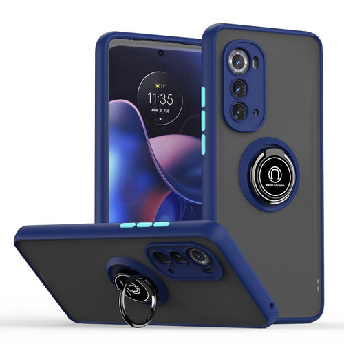 Motorola Edge 2022 Q Shadow 1 Series TPU + PC Phone Case with Ring Holder - Royal Blue