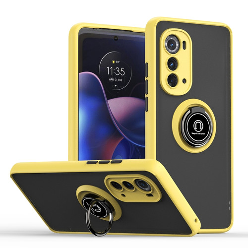Motorola Edge 2022 Q Shadow 1 Series TPU + PC Phone Case with Ring Holder - Yellow