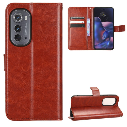 Motorola Edge 2022 Retro Crazy Horse Texture Leather Phone Case - Brown