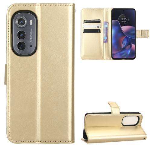 Motorola Edge 2022 Retro Crazy Horse Texture Leather Phone Case - Gold