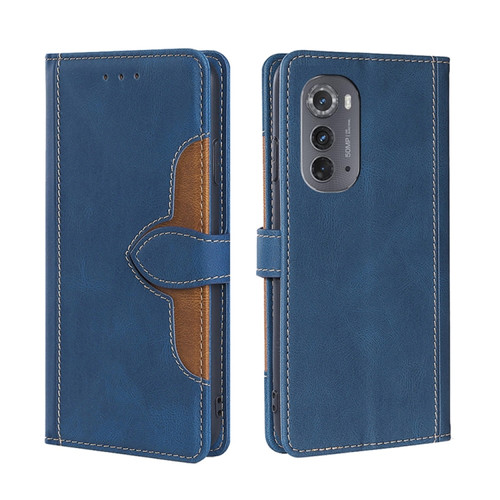 Motorola Edge 2022 Skin Feel Magnetic Buckle Leather Phone Case - Blue