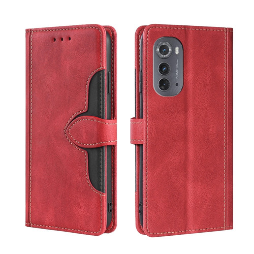 Motorola Edge 2022 Skin Feel Magnetic Buckle Leather Phone Case - Red