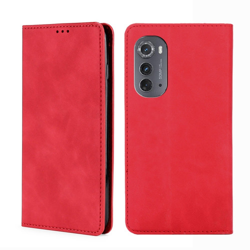 Motorola Edge 2022 Skin Feel Magnetic Horizontal Flip Leather Phone Case - Red