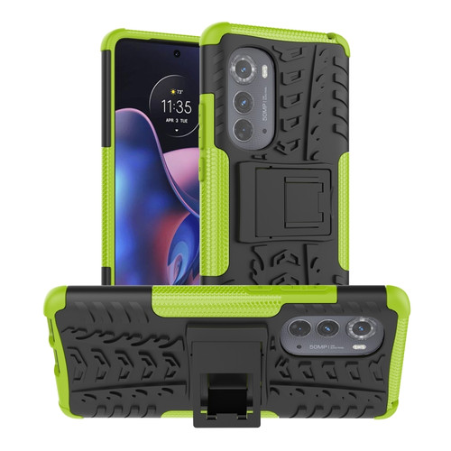 Motorola Edge 2022 Tire Texture TPU + PC Phone Case with Holder - Green