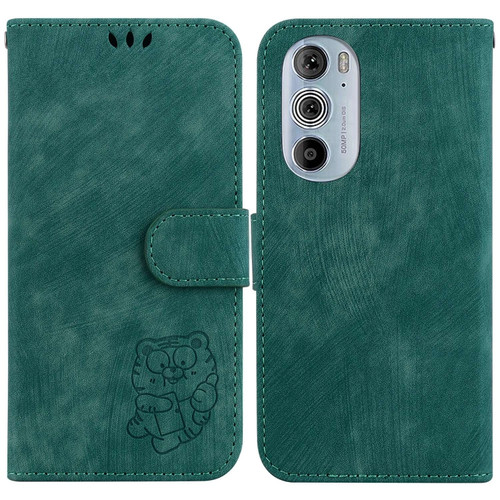 Motorola Edge 30 Pro / Edge+ 2022 Little Tiger Embossed Leather Phone Case - Green