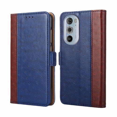 Motorola Edge 30 Pro / Edge+ 2022 Ostrich Texture Flip Leather Phone Case - Blue