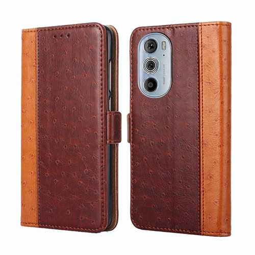 Motorola Edge 30 Pro / Edge+ 2022 Ostrich Texture Flip Leather Phone Case - Brown